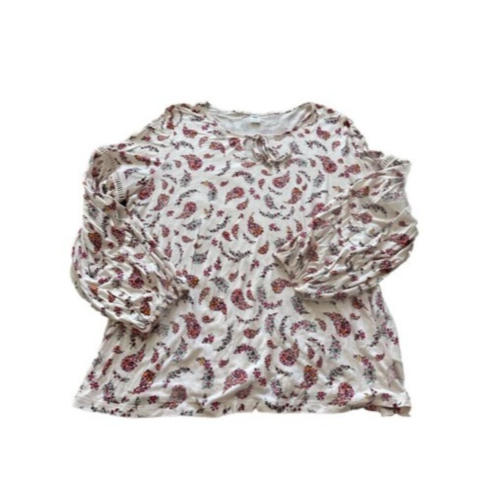 Old Navy Womens Blouse Size Large Floral Popover Long Sleeves Flowy Boho